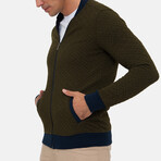 Napoli College Collar Zip Up Sweatshirt // Olive (L)