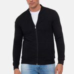 Islandia College Collar Zip Up Sweatshirt // Black (S)