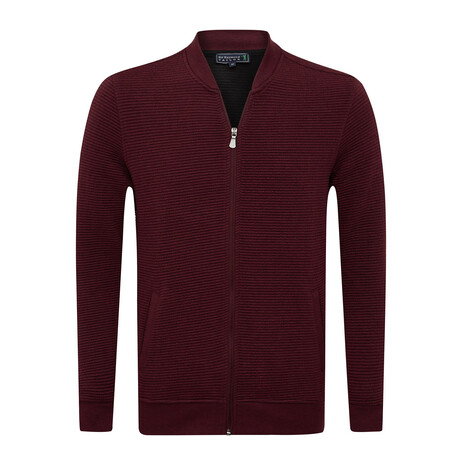 İIslandia College Collar Zip Up Sweatshirt // Bordeaux (S)