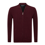 İIslandia College Collar Zip Up Sweatshirt // Bordeaux (XL)