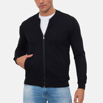 Bologna College Collar Zip Up Sweatshirt // Black (M)