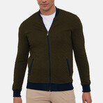 Napoli College Collar Zip Up Sweatshirt // Olive (M)