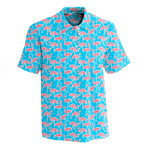 Men's Flocking Flamingo Golf Shirt // Blue + Pink (S)