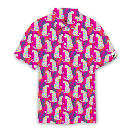 Men's Jungle Cats Golf Shirt // Pink + Multicolor (S)