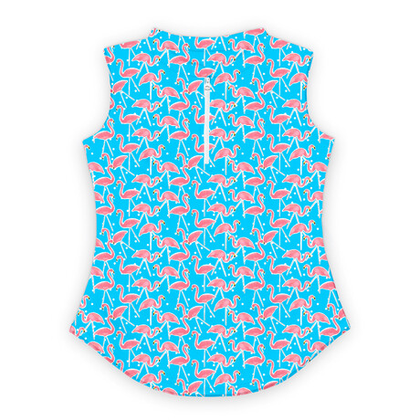 Women's Flocking Flamingo Golf Shirt // Blue + Pink (XS)