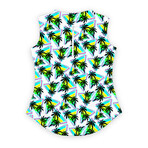 Women's Gnarly Palms Golf Shirt // White + Green + Yellow + Blue (XS)