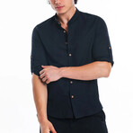 Charles Swiss Tab Sleeve Shirt // Black (M)