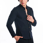Charles Swiss Tab Sleeve Shirt // Black (XL)