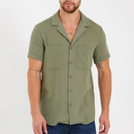 Gauzy Short Sleeve Button-Up // Olive (S)