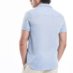 Gauzy Short Sleeve Button-Up // Blue (XL)
