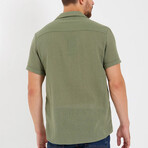 Gauzy Short Sleeve Button-Up // Olive (XL)