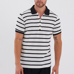 Max Wide Striped Zip-Up Polo // Black + White (S)