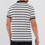 Max Wide Striped Zip-Up Polo // Black + White (XL)