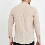 Alex Plain Front Banded Collar Button-Up // Cream (2XL)