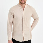 Alex Plain Front Banded Collar Button-Up // Cream (S)
