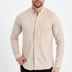 Alex Plain Front Banded Collar Button-Up // Cream (S)