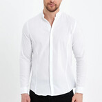 Alex Plain Front Banded Collar Button-Up // White (XL)