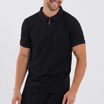 Clayton Slub Knit Zip-Up Polo // Black (XL)