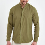 Alex Plain Front Banded Collar Button-Up /// Olive (S)