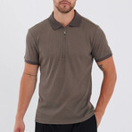 Tony Waffle Texture Zip-Up Polo // Brown (L)