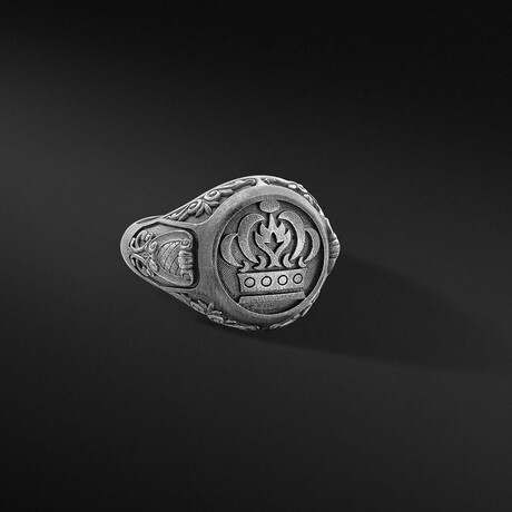 Crown Symbol Ring // Style 1 // Oxidized Matte Black (6)