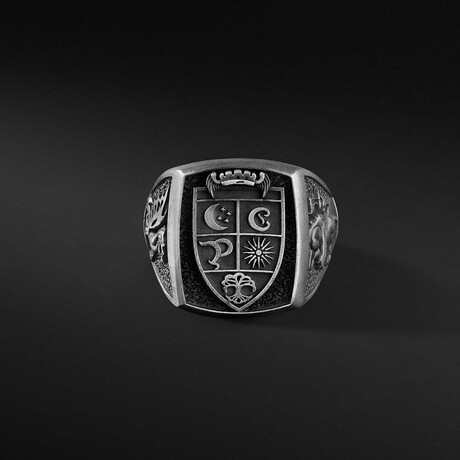Family Emblem Signet Ring // Style 1 // Oxidized Matte Black (6)
