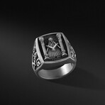 Freemason Symbol Ring // Style 1 // Oxidized Matte Black (6)
