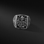 Family Emblem Signet Ring // Style 2 // Oxidized Matte Black (6)