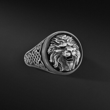 Lion Ring // Style 1 // Oxidized Matte Black (6)