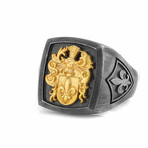 Coat of Arms Signet Ring // Style 3 // Oxidized Matte Black + Gold (6)