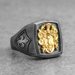 Coat of Arms Signet Ring // Style 3 // Oxidized Matte Black + Gold (6)