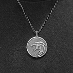 Witcher Madallion Necklace // Oxidized Silver (20")