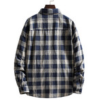 Plaid Button-Up Shirt // Dark Blue (XS)