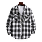 Plaid Button-Up Shirt // Black (S)