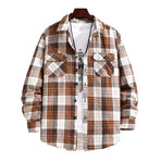 Plaid Button-Up Shirt // Brown (XS)