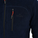 Zip Up Flanneled Jacket // Navy Blue (S)