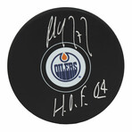 Paul Coffey // Signed Edmonton Oilers Logo Hockey Puck w/HOF'04