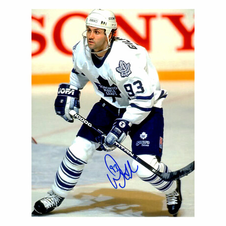 Doug Gilmour // Signed Maple Leafs White Jersey Action 8x10 Photo