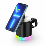INNODUDE 3 in 1 Portable Fast Wireless Charging Station (Black)
