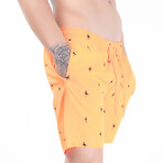 Flamingo Print Swim Shorts // Orange + Black (M)