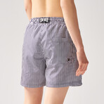 Striped Swim Shorts // Navy + White (L)