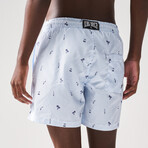 Beachy Print Swim Shorts // Navy + Light Blue + White (XL)