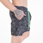 Abstract Print Swim Shorts // Stone + Multi (XL)