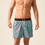 Soda Print Swim Shorts // Style 1 // Blue + Red + White (2XL)