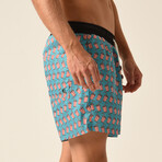 Soda Print Swim Shorts // Style 1 // Blue + Red + White (S)