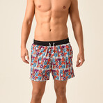 French Print Swim Shorts // Multi (XL)