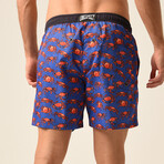 Crab Print Swim Shorts // Blue + Orange + Black (S)
