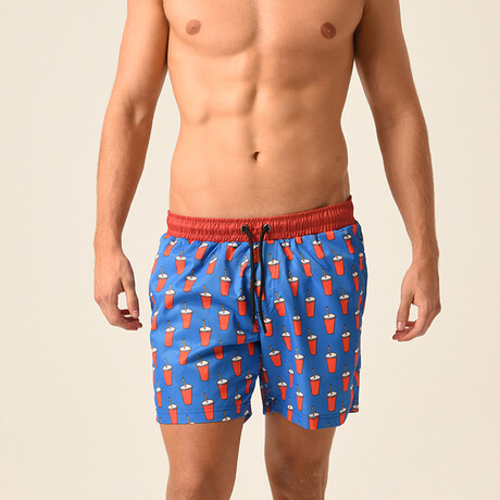 Soda Print Swim Shorts // Style 2 // Blue + Red + White (S)
