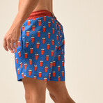 Soda Print Swim Shorts // Style 2 // Blue + Red + White (L)