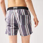 Striped Swim Shorts // Anthracite + Multi (L)